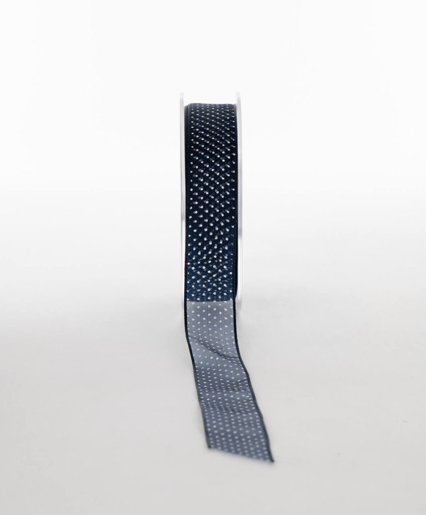 WOVEN EDGE ORGANZA RIBBON POLKA DOT Ribbon Blues