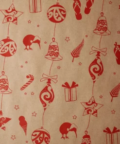 printed kraft red kiwiana baubles designs