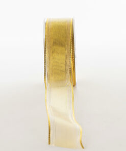 ribbon mesh gold with gold stripe
