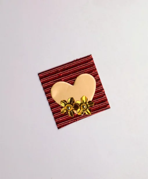 gold heart flowers on red embellishment