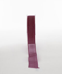 woven edge organza ribbon polka dot burgundy