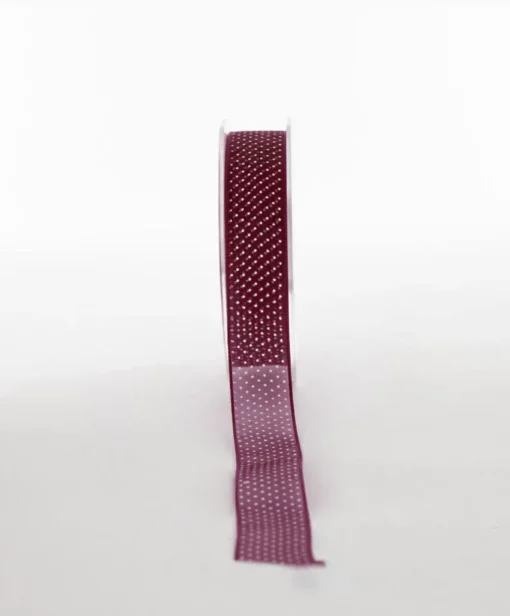 woven edge organza ribbon polka dot burgundy