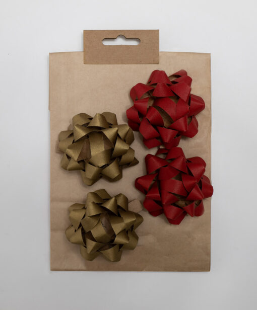 KRAFT BOW RED-GOLD 4PC