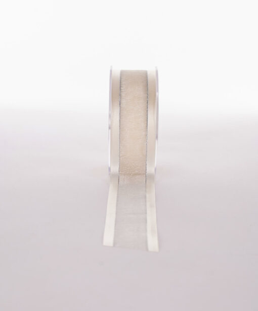 Metallic Stripe Ivory Silver Ribbon Available In A Range of Different Width