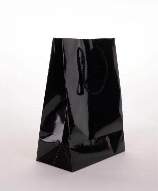 glossy black gift bag
