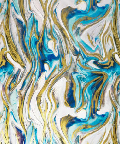 PRINTED GLOSS WRAPPING PAPER OPULENT MARBLE BLUES GOLD