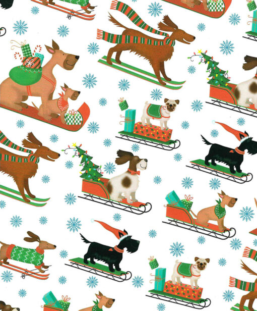 Sledding Dog Design Wrapping Paper Available In Different Length