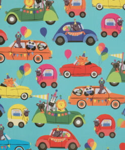 PRINTED GLOSS WRAPPING PAPER PARTY CARS TURQ