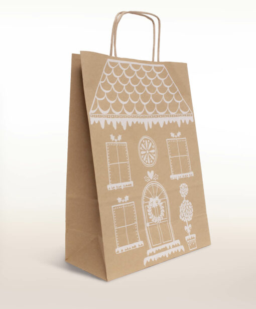 RECYCLED CHRISTMAS GINGERBREAD HOUSE BAG