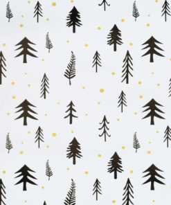 Printed Gloss Wrapping Paper Local Trees White/Black/Gold Available In Different Width And Length