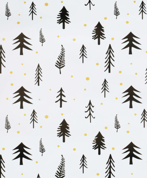 Printed Gloss Wrapping Paper Local Trees White/Black/Gold Available In Different Width And Length