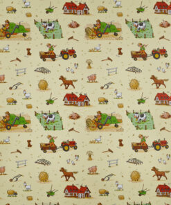 Printed Gloss Wrapping Paper Happy Farm Soft Yellow Available In Different Width and Length
