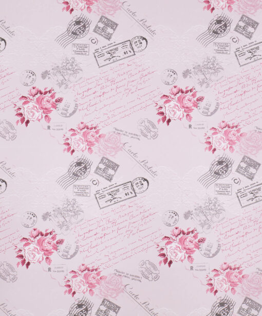 Printed Gloss Wrapping Paper Carte Postale Dusky Pink Available In Different Length