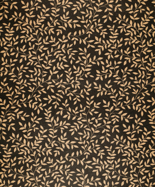 KRAFT RECYCLED WRAPPING PAPER PRINTED LEAVES BLACK