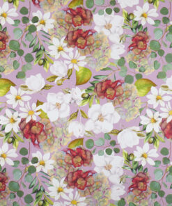 Printed Gloss Wrapping Paper Vintage Blooms Mauve Available In Different Width and Length