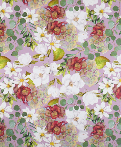 Printed Gloss Wrapping Paper Vintage Blooms Mauve Available In Different Width and Length
