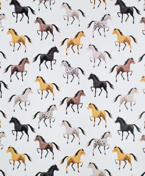Printed Gloss Wrapping Paper Wild Horses White Brown Available In Different Length