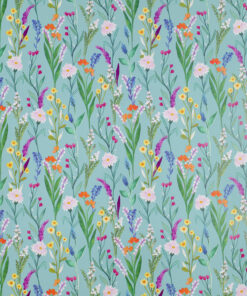 Printed Recycled Gloss Wrapping Paper Wild Blooms Teal Available In Different Width and Length