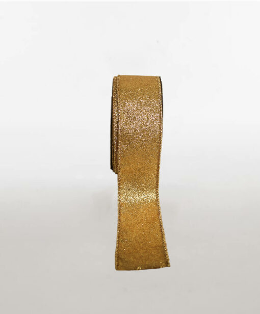 Printed Ribbon Glitter Gold Wire Edge Available In Different Width