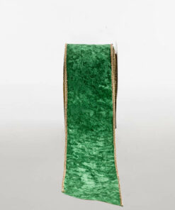 Printed Crushed Velvet Emerald With Gold Wire Edge And Backing Available Only In One Size