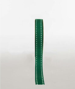 Grosgrain Green Ribbon with white stitch