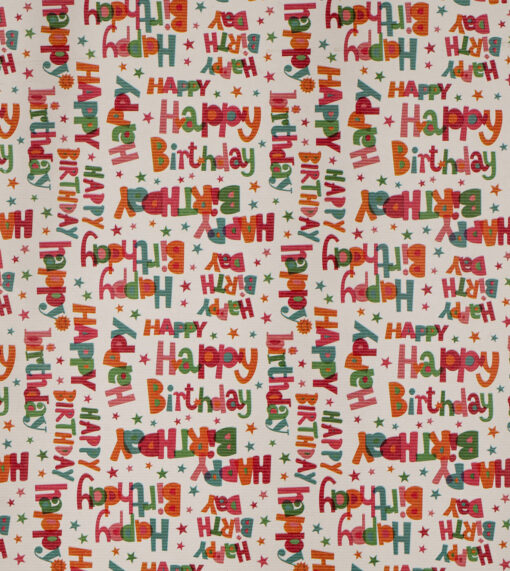 Printed Kraft Wrapping Paper Happy Birthday Star Multi Available In Different Width