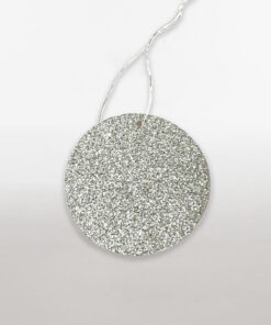 sparkly round tag silver