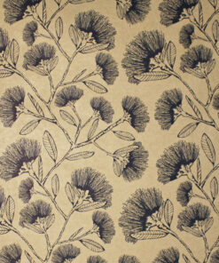 Printed Kraft Wrapping Paper Pohutukawa Sketch Navy Available In Different Width And Length