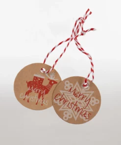 camel snowflake round tags kraft