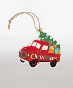 christmas truck wooden red decoration