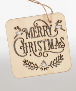 wooden merry christmas greeting