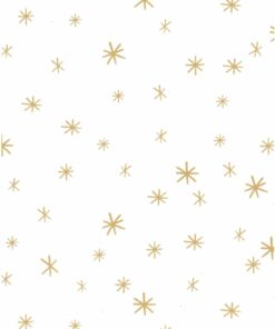 PRINTED GLOSS WRAPPING PAPER PENNED STARS IVORY
