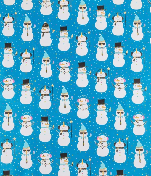 printed gloss wrapping paper partying snowmen