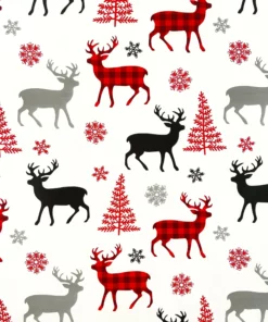 printed gloss wrapping paper reindeer shadow white