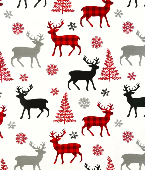 printed gloss wrapping paper reindeer shadow white