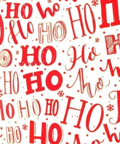 PRINTED CHRISTMAS WRAPPING PAPER HO HO HO WHITE