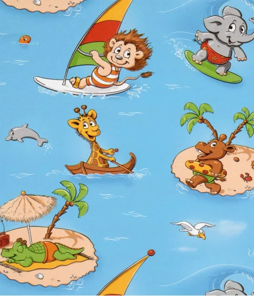 printed gloss wrapping paper animals surfing