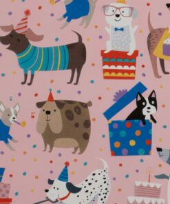PARTY PUPS PINK WRAPPING PAPER