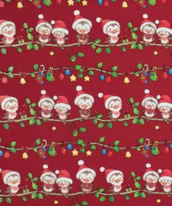 printed gloss wrapping paper red xmas birds