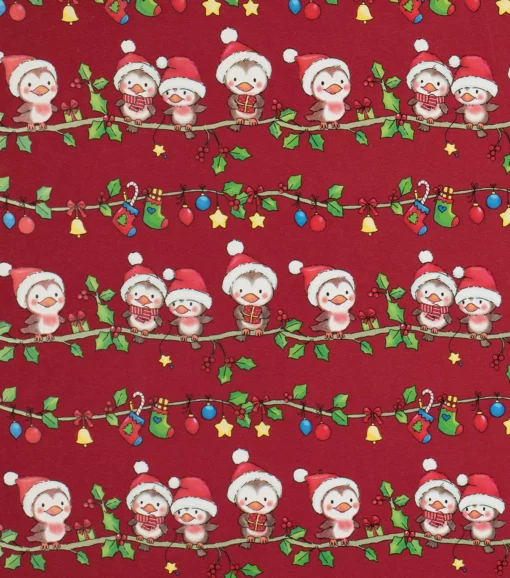 printed gloss wrapping paper red xmas birds