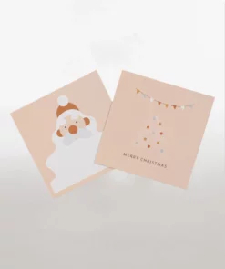 blushing santa and tree christmas cards blush