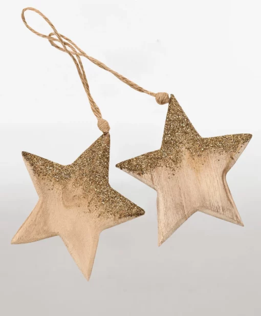 gold dipped hanging wooden star