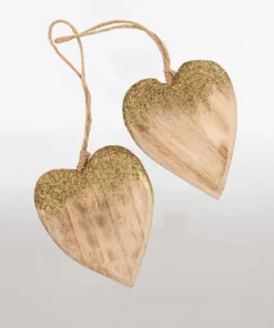 gold dipped hanging wooden heart