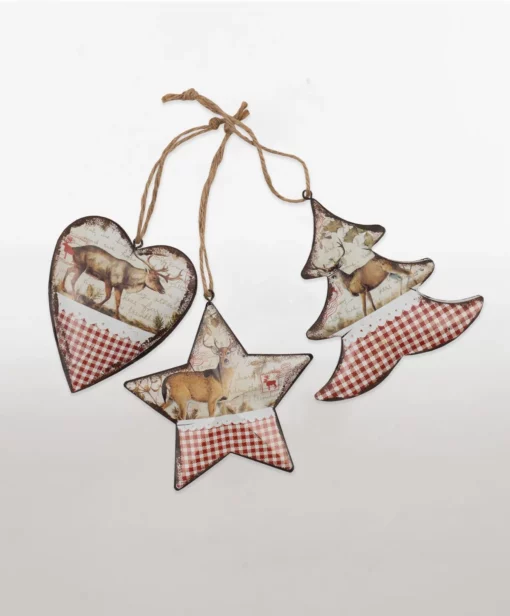 gingham reindeer hanging decorations