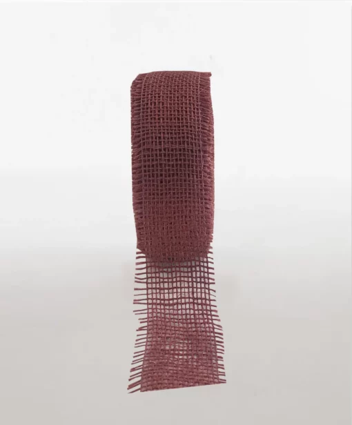 open weave jute ribbon faded wine