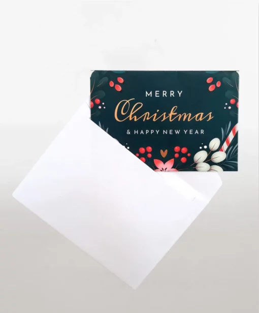 merry christmas berries cards forest green