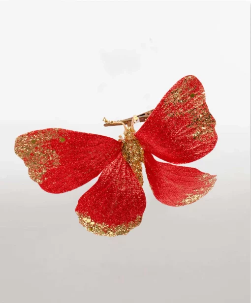 butterfly clip red gold