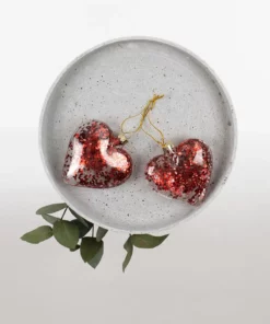 glitter in a glass heart hanging red