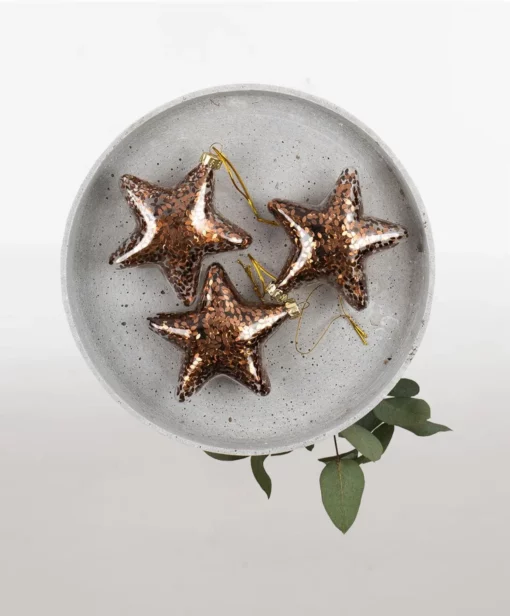 glitter in a glass star hanging copper