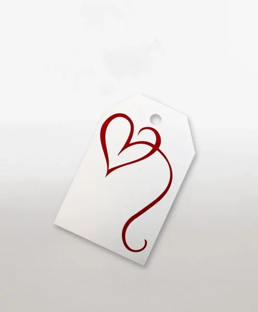 HEART GIFT TAG WHITE RED